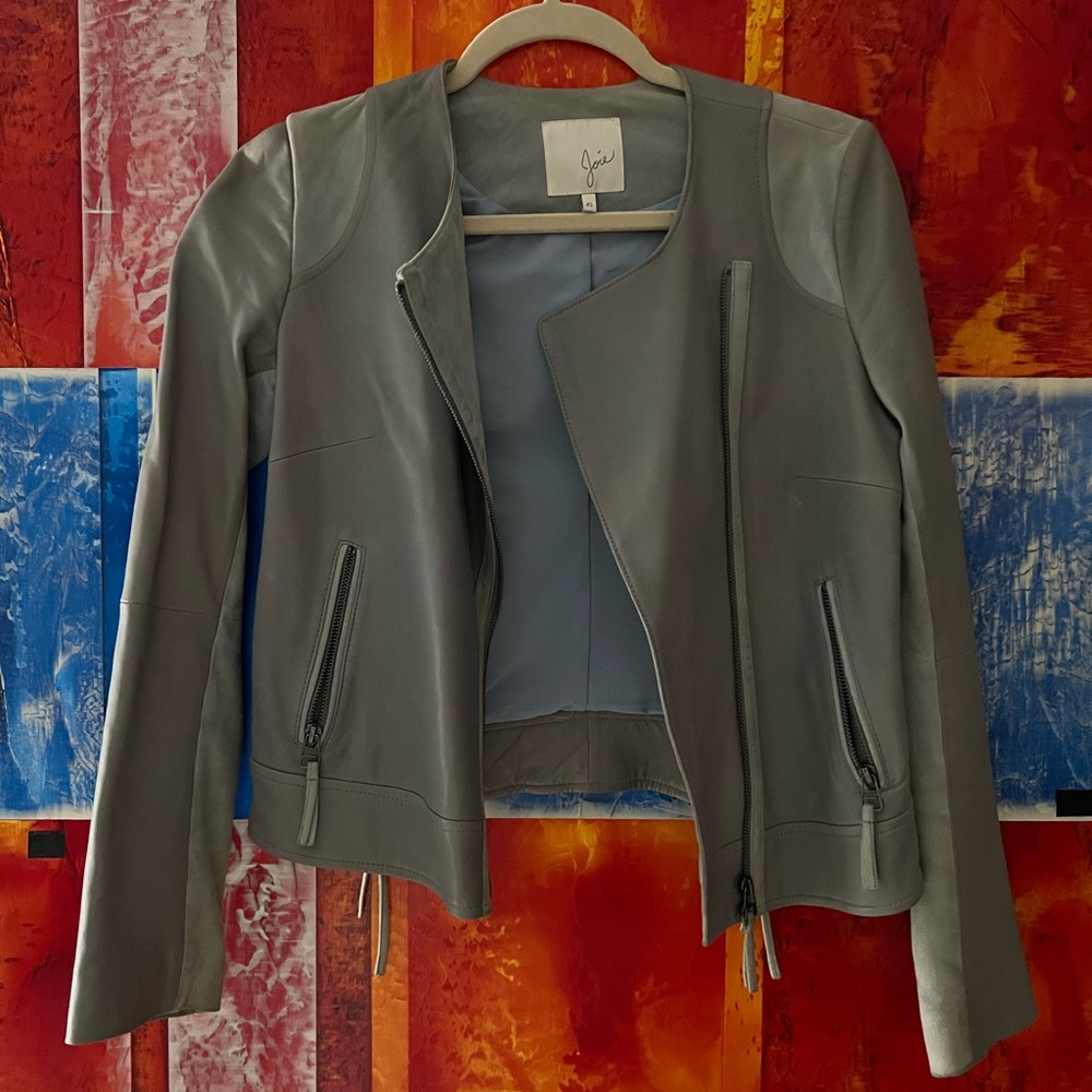 Joie leather blue jacket